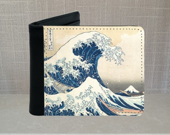 Cartera de cuero PU La gran ola de Kanagawa (Hokusai, Arte)