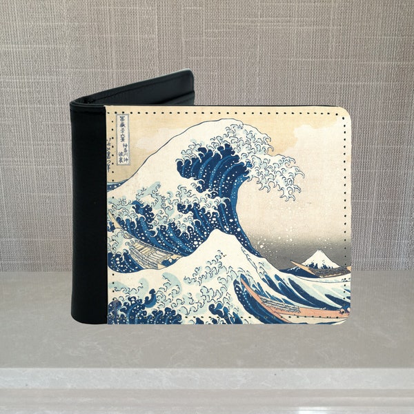 Portefeuille en cuir PU La grande vague au large de Kanagawa (Hokusai, Art)