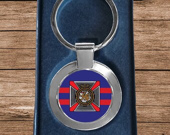 Llavero de metal DERR (Ejército, Militar, Regimiento Real del Duque de Edimburgo)