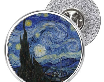 The Starry Night Metal Lapel Pin Badge 25mm (Art, Painting, Vincent Van Gogh)