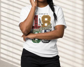 T-shirt met graphic: shirt Juneteenth - zwaar katoenen uniseks shirt, shirt Juneteenth Pride, shirt Black History, shirt 1865