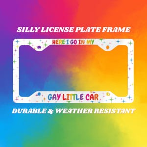 Funny Metal License Plate Frame Gay Little Car - LGBT Pride Gift, Rainbow License Plate Holder, Queer Car Accessories, Unique Funny Vehicle