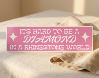 Automagneet met diamantmotief (25 x 7,5 cm) | Rhinestone World, grappige en schattige automagneet, autodecoratie, alternatief voor bumpersticker