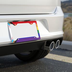 LGBTQ Pride Flag Metal License Plate Frame, Rainbow License Plate, Gay Little Car, Car Accessories, Trans Pride Cute License Plate Frame