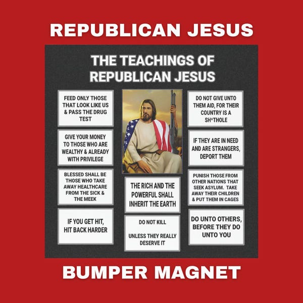 5" x 5" Ímã de carro democrata engraçado, "Jesus republicano", Anti Trump, Ímã democrata, Humor político, Ímã de política, FDT, Anti republicano
