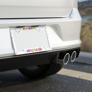Grappig metalen kentekenplaatframe Gay autootje - LGBT Pride-cadeau, regenboog kentekenplaathouder, queer auto-accessoires, uniek grappig voertuig afbeelding 2