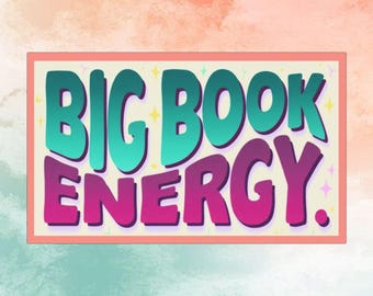 7,5 x 4,5 inch automagneet boekenliefhebber 'Big Book Energy' grappige bumpermagneet, kleurrijke automagneet, boekenwurmcadeaus, grappige cadeaus, grillig patroon