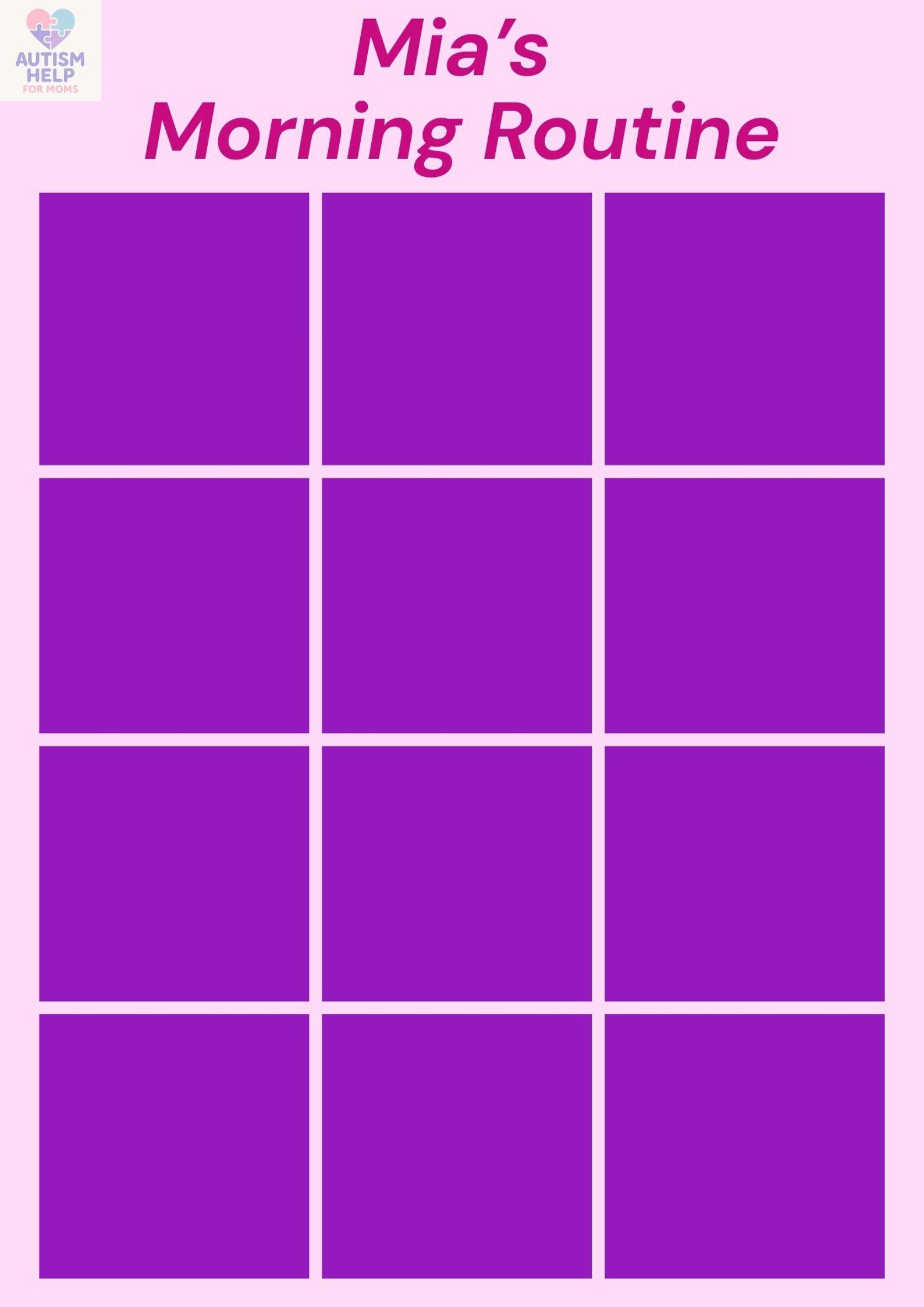 Autism, ADHD Visual Aide: Morning Routine Chart for Children, Kids ...