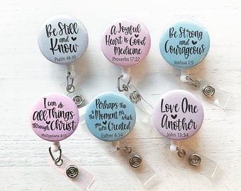 Bible Verse Badge Reel / Customize Bible Verse Badge Reel with Favorite Verse and Color