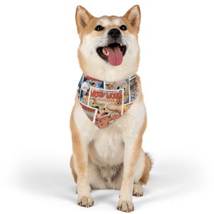 Vintage Comic Pet Bandana Collar, Vintage Dog Accessory, Perfect for Pet Birthdays, Halloween Costumes, Everyday Adventures, Pet Lovers