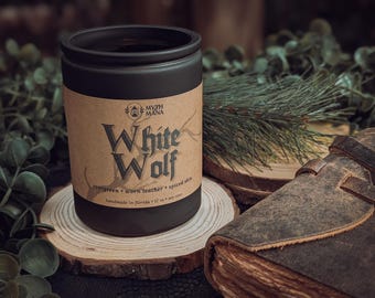White Wolf Candle | Witcher Inspired | Leather & Evergreen Fantasy Scent