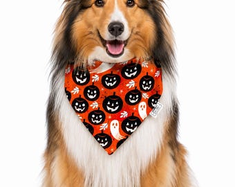 Halloween Dog Bandana: Pumpkin Pet Bandana/Reversible Dog Bandana