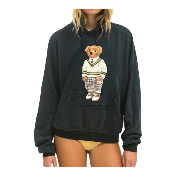 Preppy Polo Bear Fleece Sweatshirt Hoodie