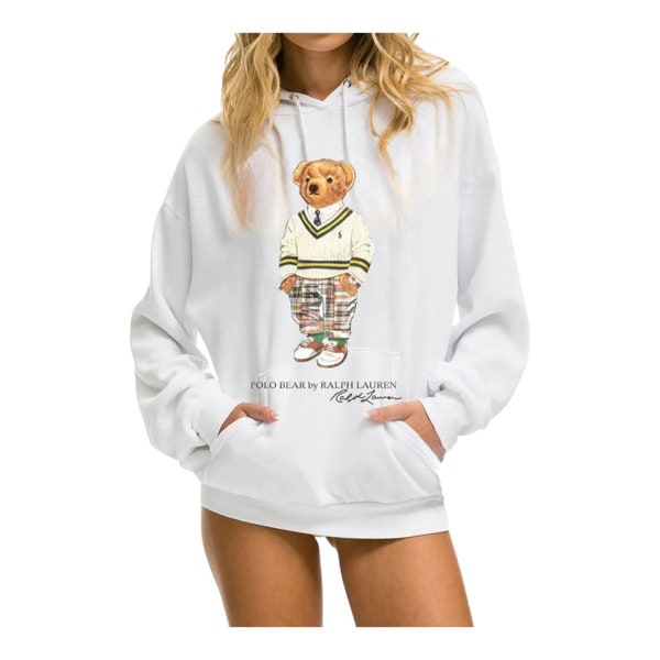 Preppy Polo Bear Fleece Sweatshirt Hoodie