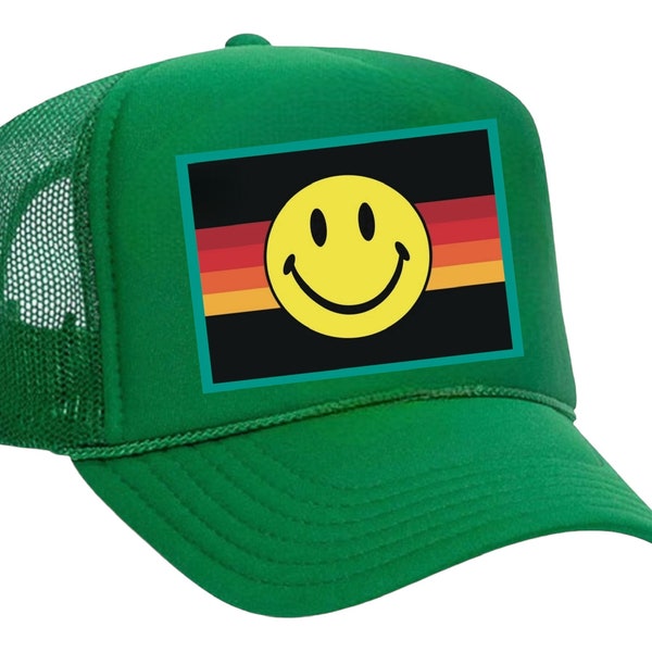 Happy Face  Trucker Hat with Patch - Mexico-Bachelorette Party- Girls Trip- Custom trucker hats