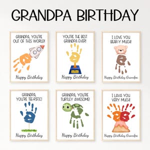 Handprint Birthday Card for Grandpa, Gift for Grandpa from Grandkids, Grandpa Birthday Cards, Grandfather Birthday Gift, Handprint Art