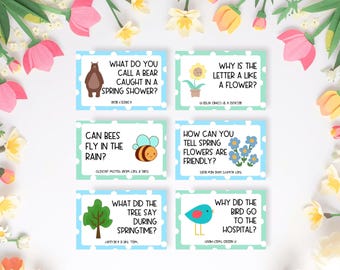 Spring Lunchbox Jokes for Kids, 32 Printable Lunchbox Notes, Kids Joke Cards