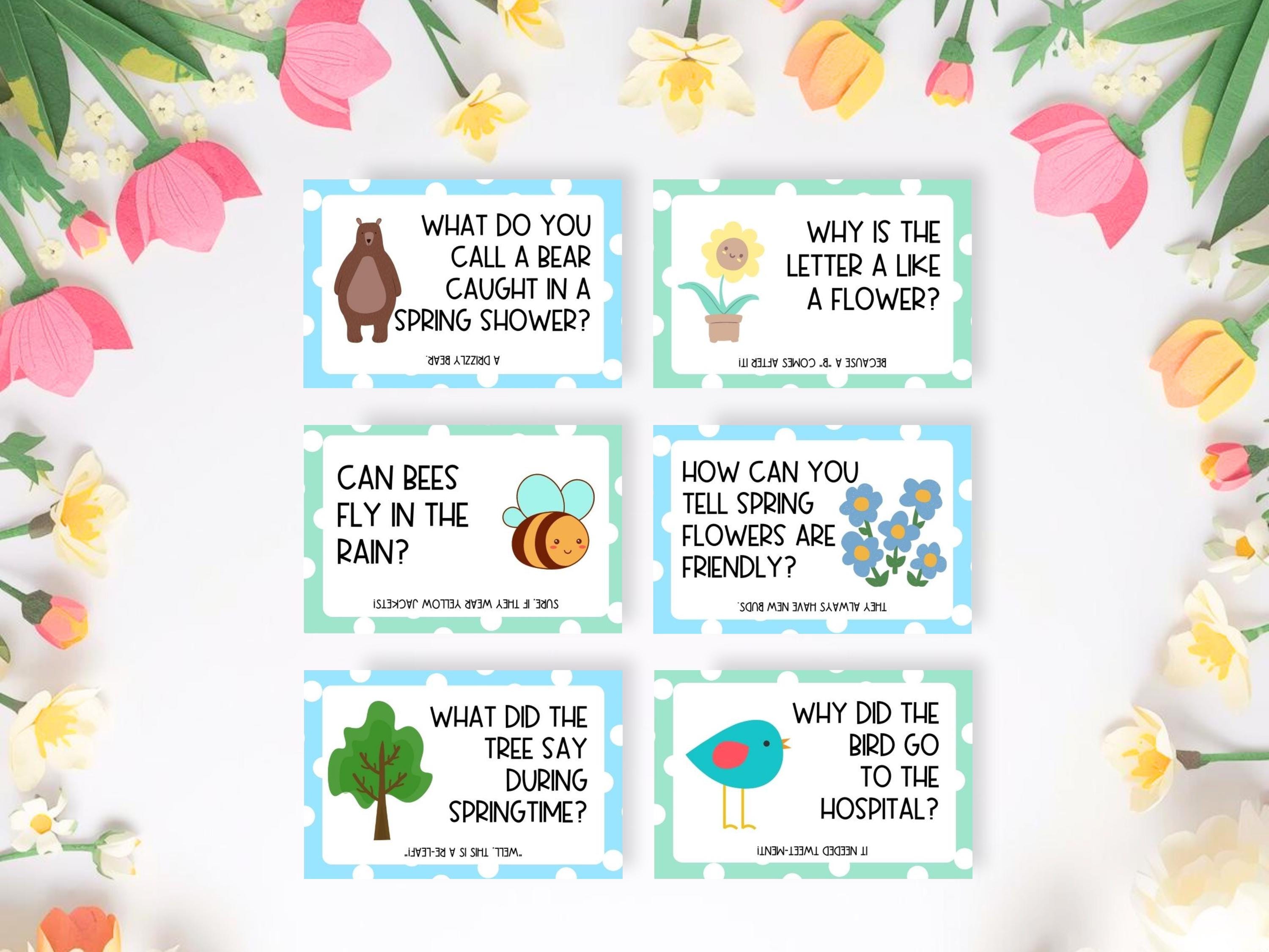 Spring Lunchbox Jokes for Kids, 32 Printable Lunchbox Notes, Kids