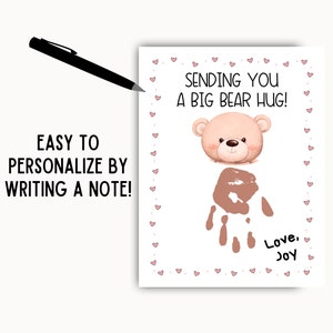 Thinking of You Handprint Cards from Kids, Sending A Big Hug, Sympathy Card, Get Well Soon, Sending Sunshine Card, Handprint Art Printable image 3
