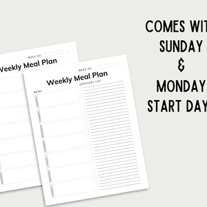 Editable Grocery List and Meal Planner Weekly Meal Plan - Etsy
