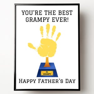 Grampy Father's Day Gift, Best Grampy Ever, Printable Fathers Day Handprint Card, Gift for Grampy from Grandkids