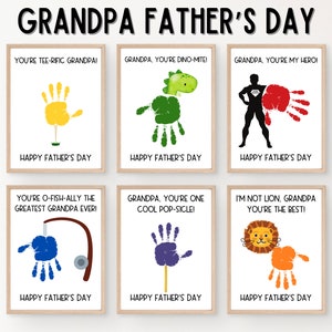 Father's Day Cards for Grandpa Handprint Craft, Fathers Day Handprint Card from Little Kids, Grandpa Father's Day Card, Child Handprint Gift
