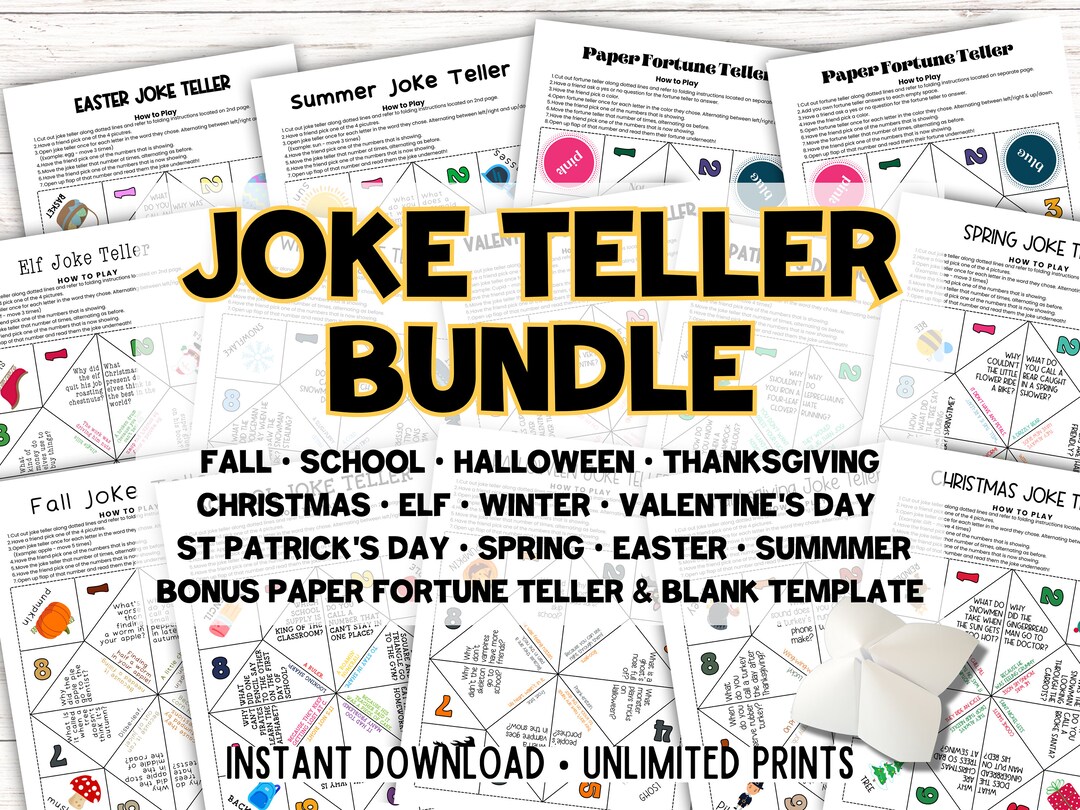 Funny Fortune Teller Printable, Cootie Catcher, Jokes for Kids, Paper