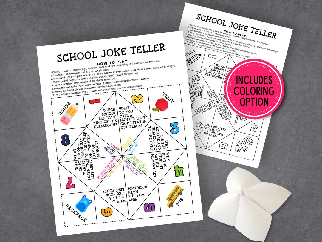 Back to School Jokes Printable Games for Kids, Paper Fortune Teller ...
