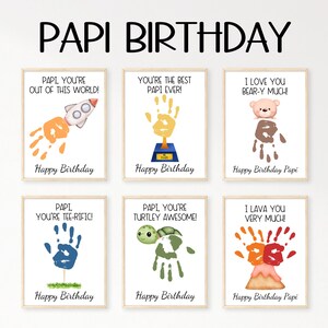 Papi Handprint Birthday Card, Papi Gifts from Grandkids, Papi Birthday Card, Papi Birthday Gift, Handprint Art Craft