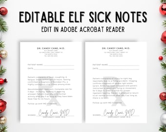 Editable Elf Sick Note: Reindeer Flu, Ankle Sprain (Printable PDF)