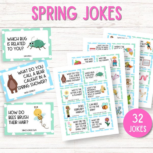 Spring Jokes for Kids, Lunchbox Notes Printable, Lunchbox Jokes, Kids Joke Cards, Dad Jokes Printable, Printable Jokes, Instant Download