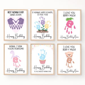 Nonna Handprint Birthday Card, Happy Birthday Nonna Card, Gift for Nonna from Grandkid, Handprint Art Printable