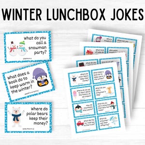 32 Winter Jokes for Kids, Printable Lunchbox Notes, Joke Cards for Kids, Lunchbox Jokes, Lunch Box Jokes for Kids, Dad Jokes Printable