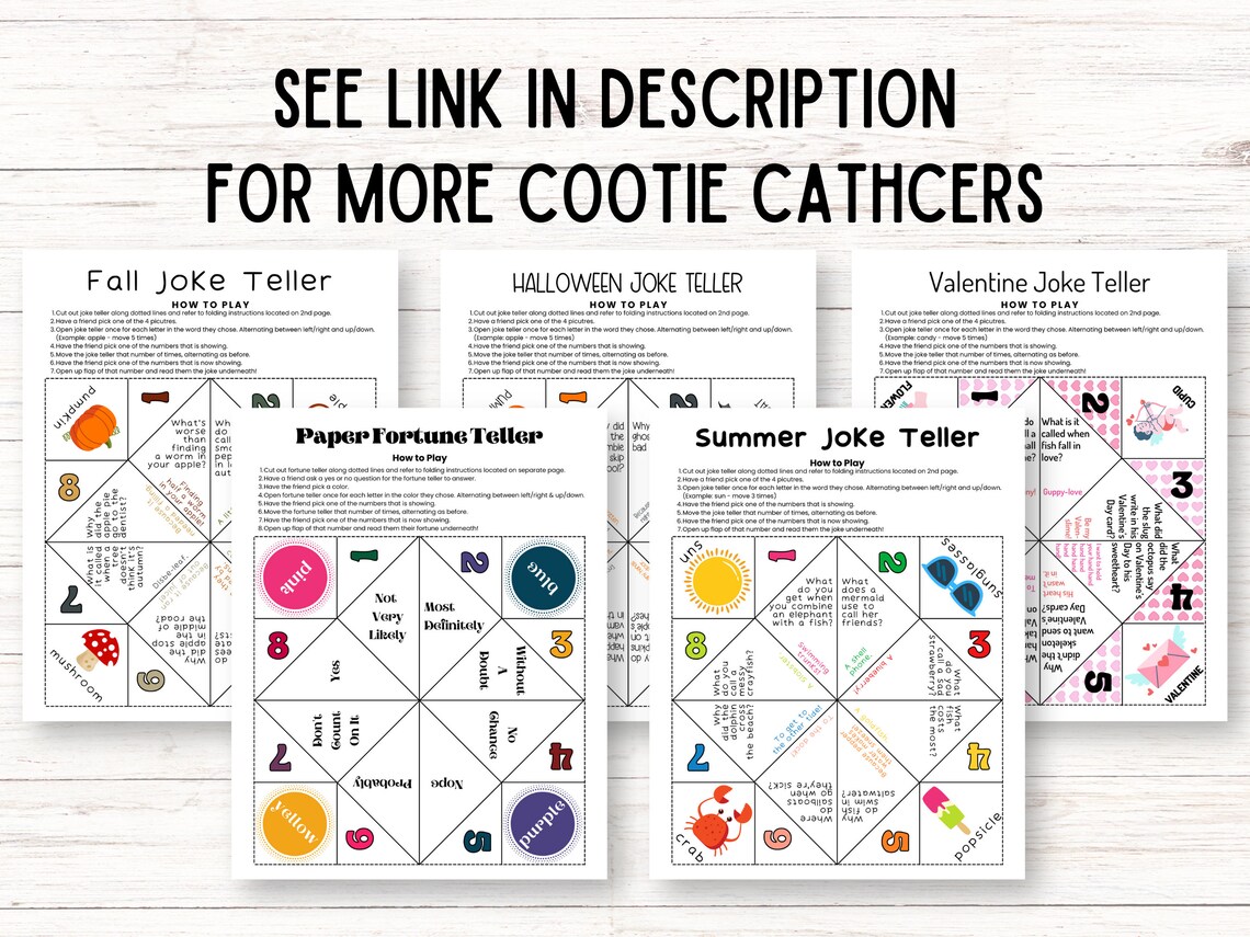 Back to School Jokes Printable Games for Kids, Paper Fortune Teller ...