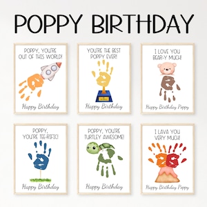 Poppy Handprint Birthday Card Printable, Poppy Gifts from Grandkids, Poppy Birthday Card, Poppy Birthday Gift, Handprint Art Craft