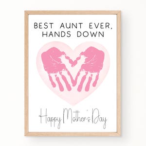 Aunt Mother's Day Printables, Handprint Mothers Day Card, Best Aunt Ever, Mothers Day Handprint Card, Handprint Art Craft, Gift for Aunt
