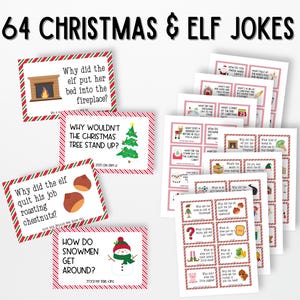 Christmas Joke Cards, Christmas Cracker Jokes, Elf Jokes, Advent Calendar Fillers for Kids, Christmas Jokes Printable, Lunchbox Jokes