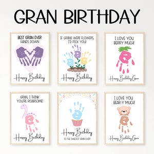 Gran Handprint Birthday Card Printable, Happy Birthday Gran, Gran Gifts From Grandkids, Happy Birthday Grandma Card