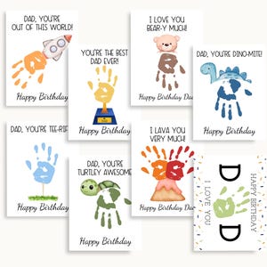 Dad Happy Birthday Card from Kids, Handprint Birthday Card, Dad Birthday Gifts from Kids, Dad Birthday Card, Handprint Art Printable
