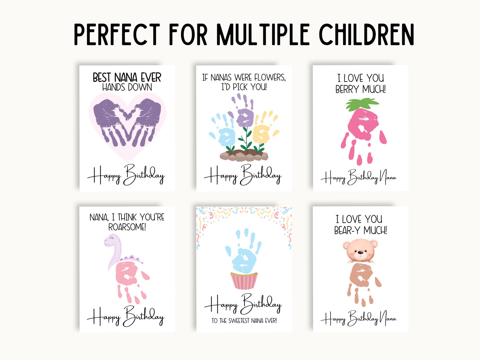 Nana Birthday Card, Happy Birthday Handprint Art, Nana Gift From ...