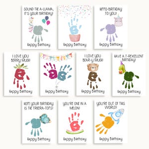 Birthday Handprint Card Printable, Handprint Birthday Card from Kids, Handprint Art Bundle, Happy Birthday Crafts for Toddler Preschool