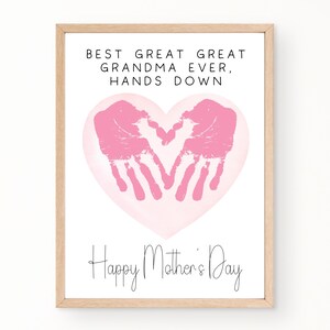 Great Great Grandma Mothers Day Card, Best Great Great Grandma Ever, Printable Mother's Day Handprint Card, Mothers Day Gift, Handprint Art