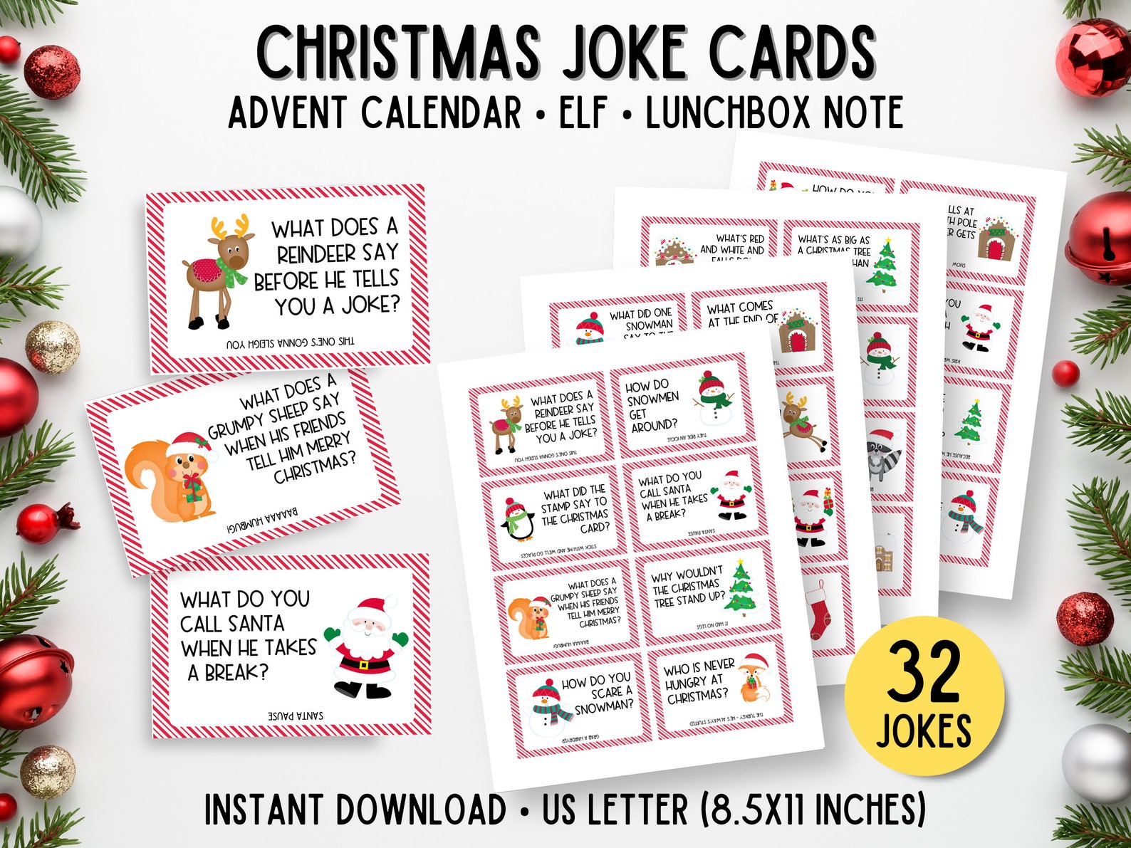 Christmas Jokes for Kids, Printable Lunchbox Jokes, Advent Calendar