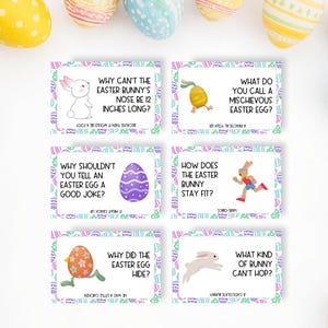 Easter Lunchbox Jokes for Kids, 24 Printable Kids Joke Cards, Lunch Box Notes, Easter Basket Stuffer