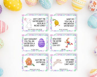 Easter Lunchbox Jokes for Kids, 24 Printable Kids Joke Cards, Lunch Box Notes, Easter Basket Stuffer