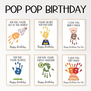 Pop Pop Birthday Card, Birthday Gift for Pop Pop, Happy Birthday Handprint Card, Bday Gift from Grandkids, Handprint Art Printable