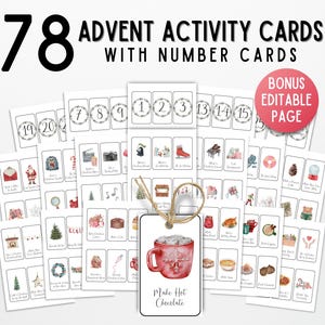 Advent Activity Cards Printable, DIY Advent Calendar, Kids Advent Calendar Fillers, Family Christmas Activities, Christmas Bucket List