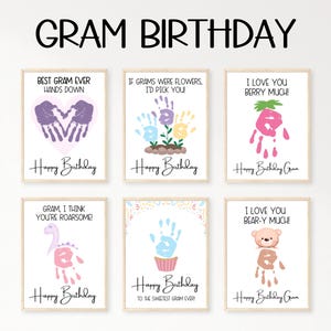Gram Handprint Birthday Card, Happy Birthday Gram Card Toddler, Gift for Gram from Grandkid, Handprint Art Printable
