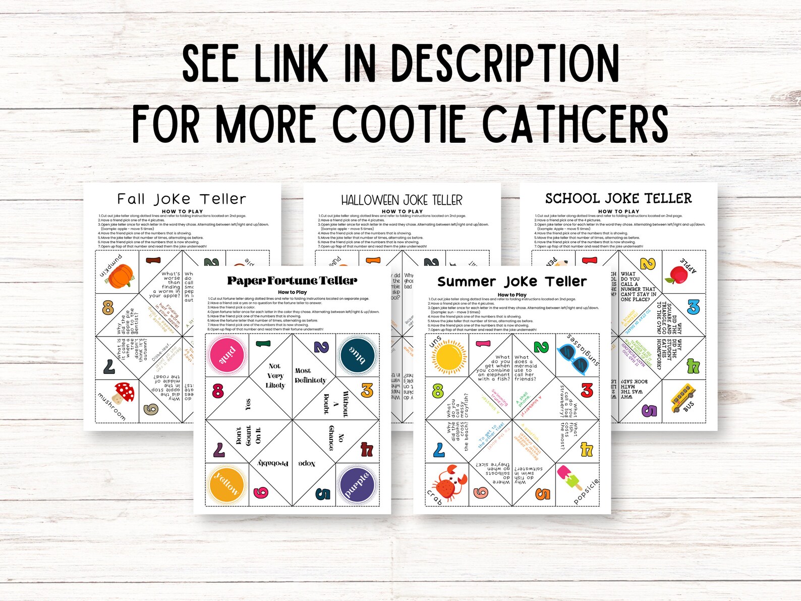Back to School Jokes Printable Games for Kids, Paper Fortune Teller ...