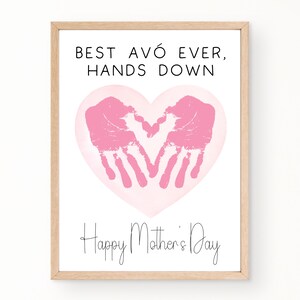 Avo Mothers Day Card, Best Avo Ever, Printable Mother's Day Handprint Card, Mothers Day Gift for Avo, Handprint Art Craft
